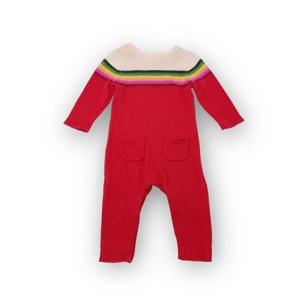Gymboree Knit Red Rainbow Romper One Piece Baby Size 3-6 Months